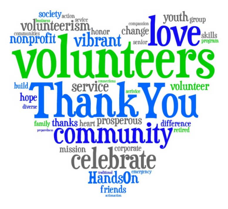 heart shape with volunteer related text