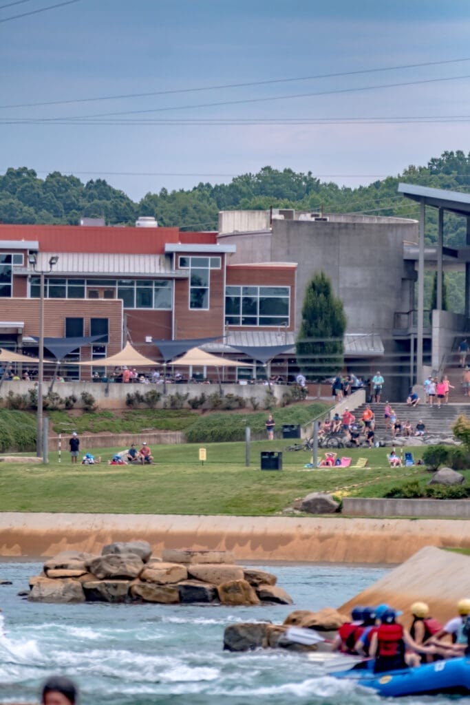 whitewater rafting action sport at whitewater national center in charlotte nc
